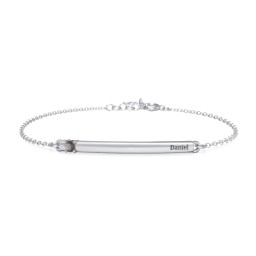 Engraveable Bar Bracelet with 1-5 Stones in 925 Sterling Silver with Smokey Quartz, Pink Sapphire, Pink Tourmaline, Aquamarine, and Blue Topaz