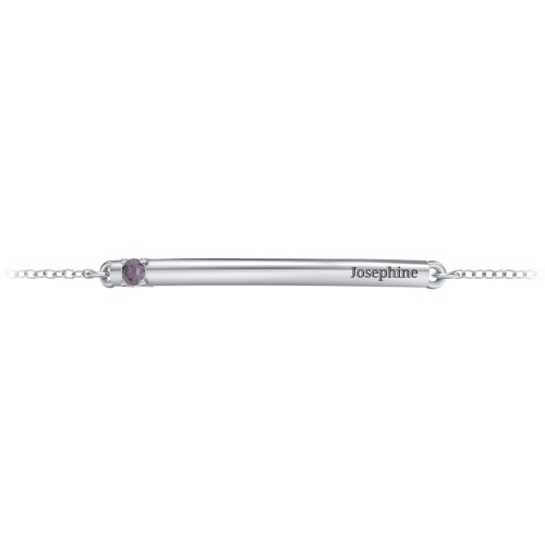 Engraveable Bar Bracelet with 1-5 Stones – Sterling Silver with Alexandrite