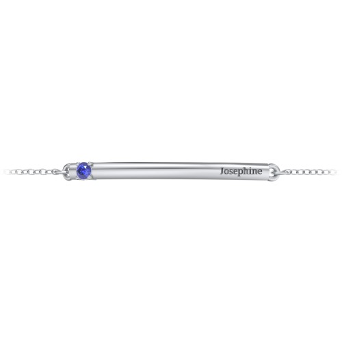Engraveable Bar Bracelet with 1-5 Stones – Sterling Silver with Blue Sapphire