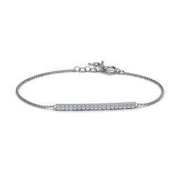 Sterling Silver Beaming Bar Bracelet With Cubic Zirconia Accent Stones in 925 Sterling Silver