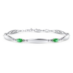 Engravable Family Bracelet with Marquise Birthstones (1-5 Stones)