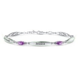 Engravable Family Bracelet with Marquise Birthstones (1-5 Stones)