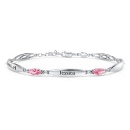 Engravable Family Bracelet with Marquise Birthstones (1-5 Stones)