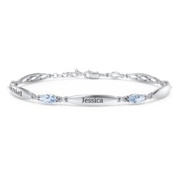 Engravable Family Bracelet with Marquise Birthstones (1-5 Stones)