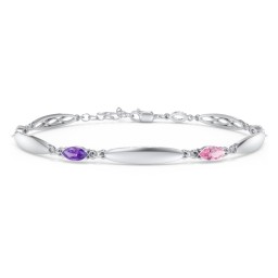 Engravable Family Bracelet with Marquise Birthstones (1-5 Stones)