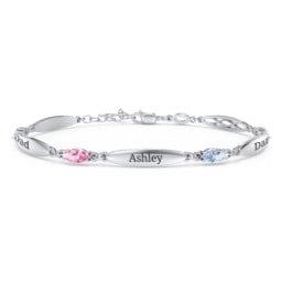 Engravable Family Bracelet with Marquise Birthstones (1-5 Stones)