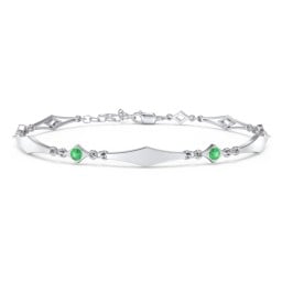 Engravable Modern Family Bracelet with Round Birthstones (1-5 Stones)