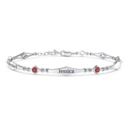 Engravable Modern Family Bracelet with Round Birthstones (1-5 Stones)