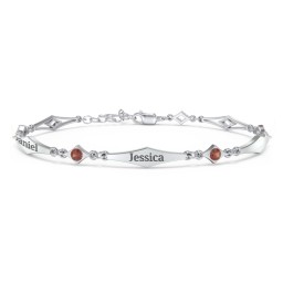 Engravable Modern Family Bracelet with Round Birthstones (1-5 Stones)