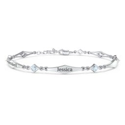 Engravable Modern Family Bracelet with Round Birthstones (1-5 Stones)