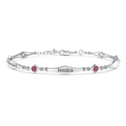 Engravable Modern Family Bracelet with Round Birthstones (1-5 Stones)