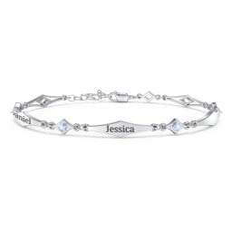 Engravable Modern Family Bracelet with Round Birthstones (1-5 Stones)