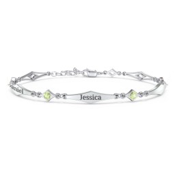 Engravable Modern Family Bracelet with Round Birthstones (1-5 Stones)