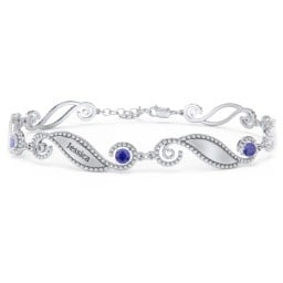 Engravable Beaded Family Bracelet with Round Birthstones (1-6 Stones)