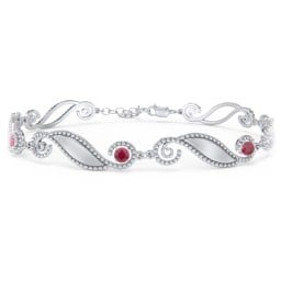 Engravable Beaded Family Bracelet with Round Birthstones (1-6 Stones)