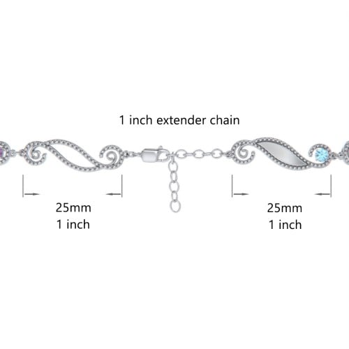 Engravable Beaded Family Bracelet with Round Birthstones (1-6 Stones)