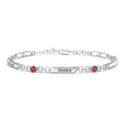 Engravable Classic Family Bracelet with Round Birthstones (1-5 Stones)