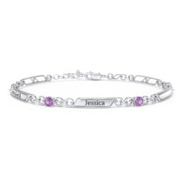 Engravable Classic Family Bracelet with Round Birthstones (1-5 Stones)