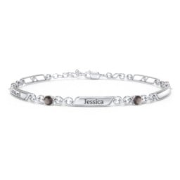 Engravable Classic Family Bracelet with Round Birthstones (1-5 Stones)