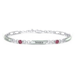 Engravable Classic Family Bracelet with Round Birthstones (1-5 Stones)