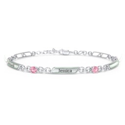 Engravable Classic Family Bracelet with Round Birthstones (1-5 Stones)