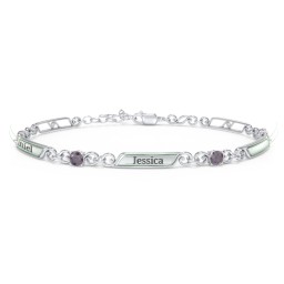 Engravable Classic Family Bracelet with Round Birthstones (1-5 Stones)
