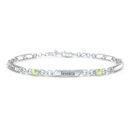 Engravable Classic Family Bracelet with Round Birthstones (1-5 Stones)