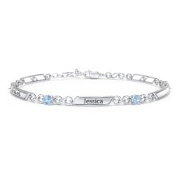 Engravable Classic Family Bracelet with Round Birthstones (1-5 Stones)