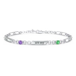 Engravable Classic Family Bracelet with Round Birthstones (1-5 Stones)