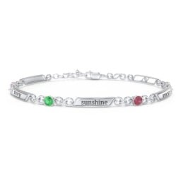 Engravable Classic Family Bracelet with Round Birthstones (1-5 Stones)
