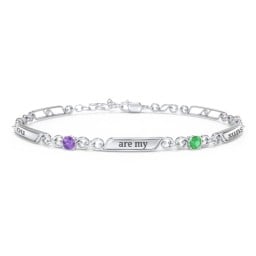 Engravable Classic Family Bracelet with Round Birthstones (1-5 Stones)