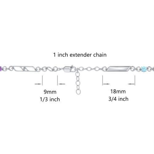 Engravable Classic Family Bracelet with Round Birthstones (1-5 Stones)