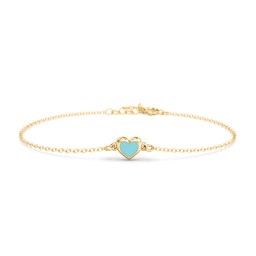 Heart Bracelet with Cold Enamel in 18K Gold Plated Silver