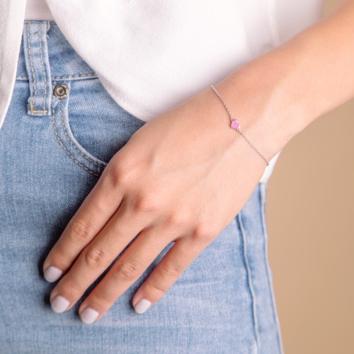 Heart Bracelet with Cold Enamel
