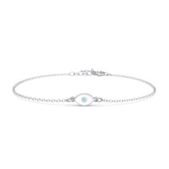 Evil Eye Bracelet with Accent Stone and Cold Enamel – 18K Gold Plated Silver with Mint Premium Zirconia