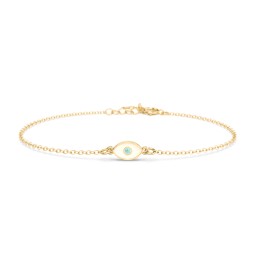 Evil Eye Bracelet with Accent Stone and Cold Enamel in 18K Gold Plated Silver with Mint Premium Zirconia