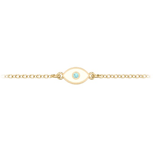 Evil Eye Bracelet with Accent Stone and Cold Enamel – 18K Gold Plated Silver with Mint Premium Zirconia