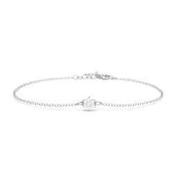 Flower Cluster Bracelet in 925 Sterling Silver with Diamond