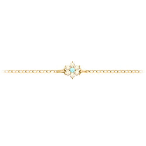 Flower Cluster Bracelet – 18K Gold Plated Silver with Mint Premium Zirconia and Fancy Yellow Premium Zirconia