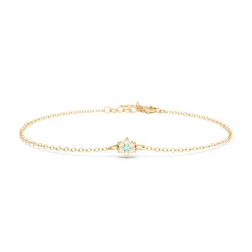 Flower Cluster Bracelet – 18K Gold Plated Silver with Mint Premium Zirconia and Fancy Yellow Premium Zirconia