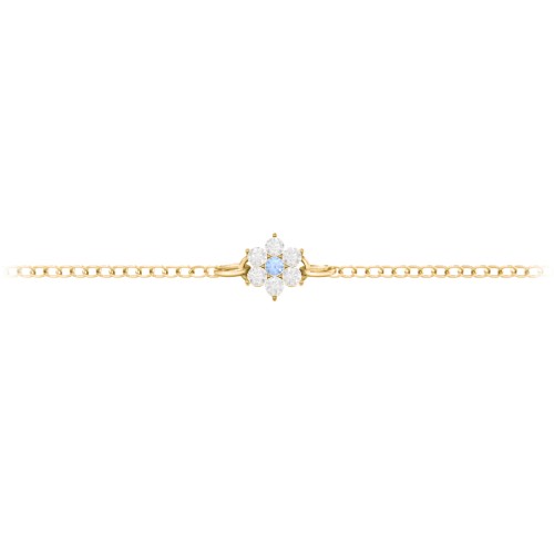 Flower Cluster Bracelet – 9kt Yellow Gold with Fancy Blue Premium Zirconia and White Premium Zirconia