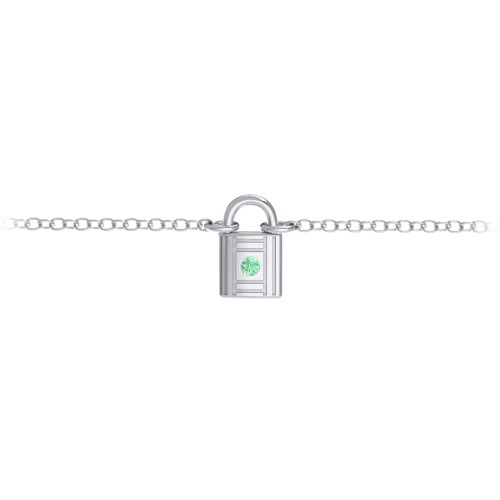 Padlock Bracelet with Accent Stone – Sterling Silver with Green Premium Zirconia