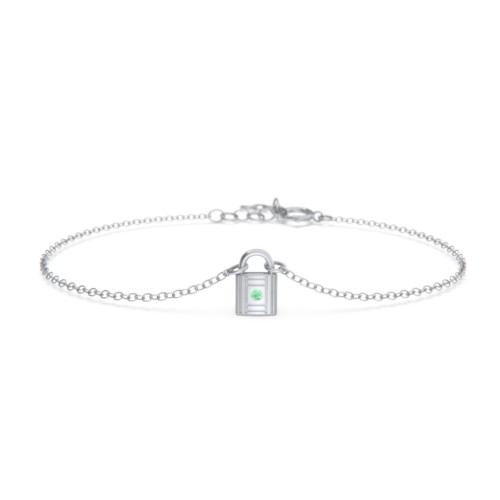 Padlock Bracelet with Accent Stone – Sterling Silver with Green Premium Zirconia
