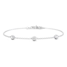 Bezel-Set Round Stone Station Bracelet
