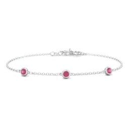 Bezel-Set Round Stone Station Bracelet