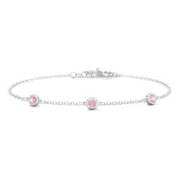 Bezel-Set Round Stone Station Bracelet