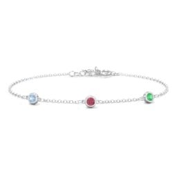 Bezel-Set Round Stone Station Bracelet