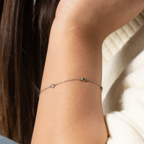 Bezel-Set Round Stone Station Bracelet