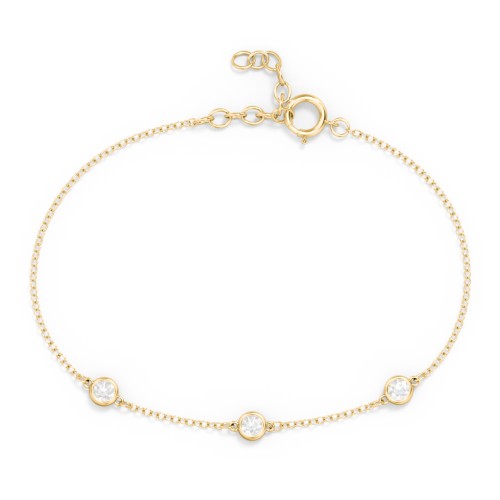 Bezel-Set Round Stone Station Bracelet