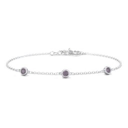 Bezel-Set Round Stone Station Bracelet in 925 Sterling Silver with Alexandrite